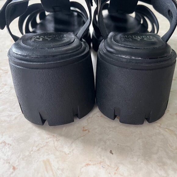 NWOB Madden NYC Sz 8.5 Genesis Fisherman Block Heel Sandals in Black - Picture 4 of 10